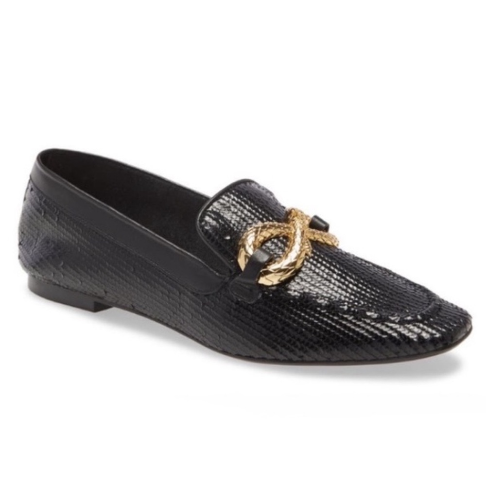 SCHUTZ Black and Gold Loafers